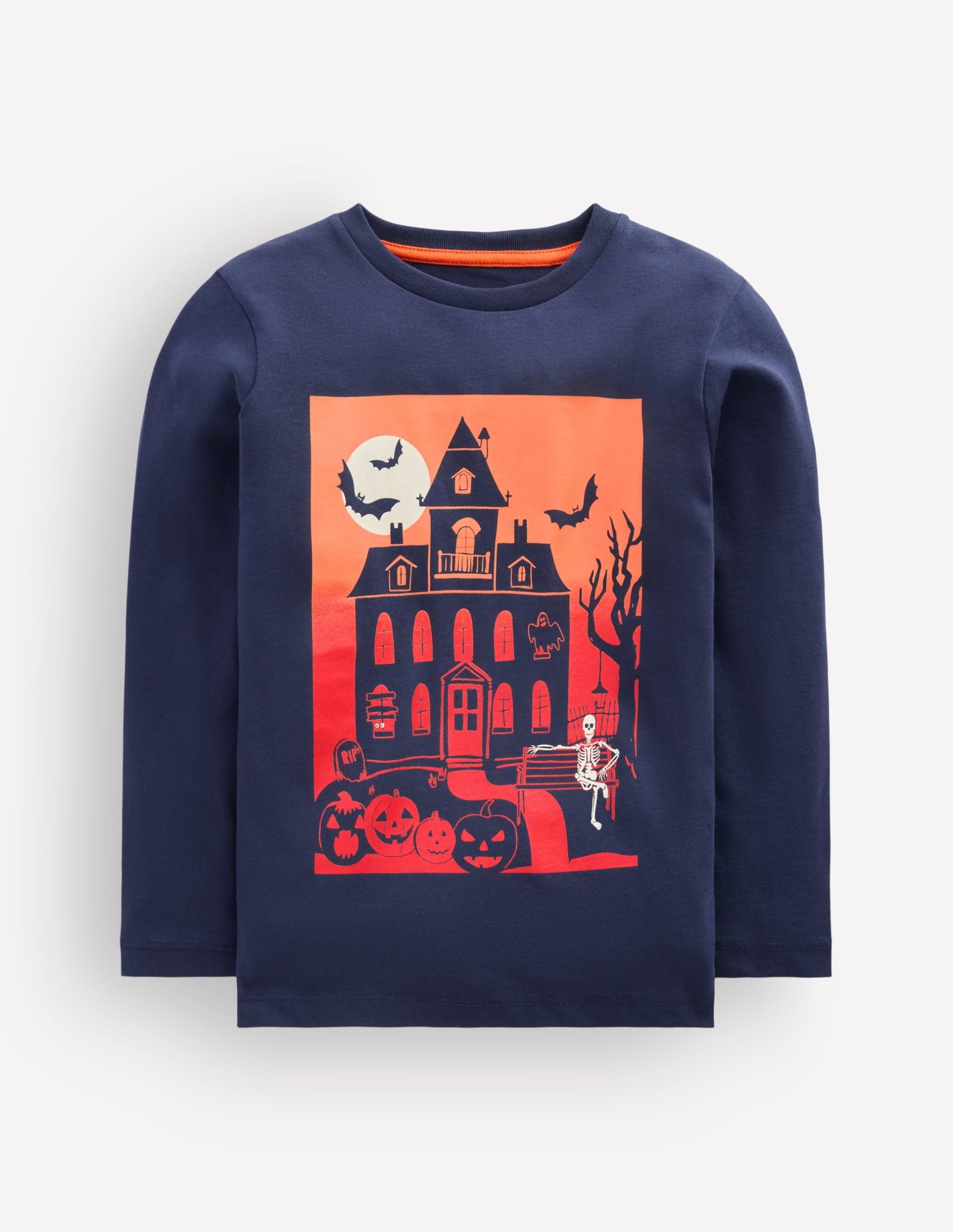 Long Sleeve Glow T-shirt-French Navy. Halloween Castle - Image 3