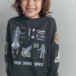 Long Sleeve Glow T-shirt-Warm Grey. Space