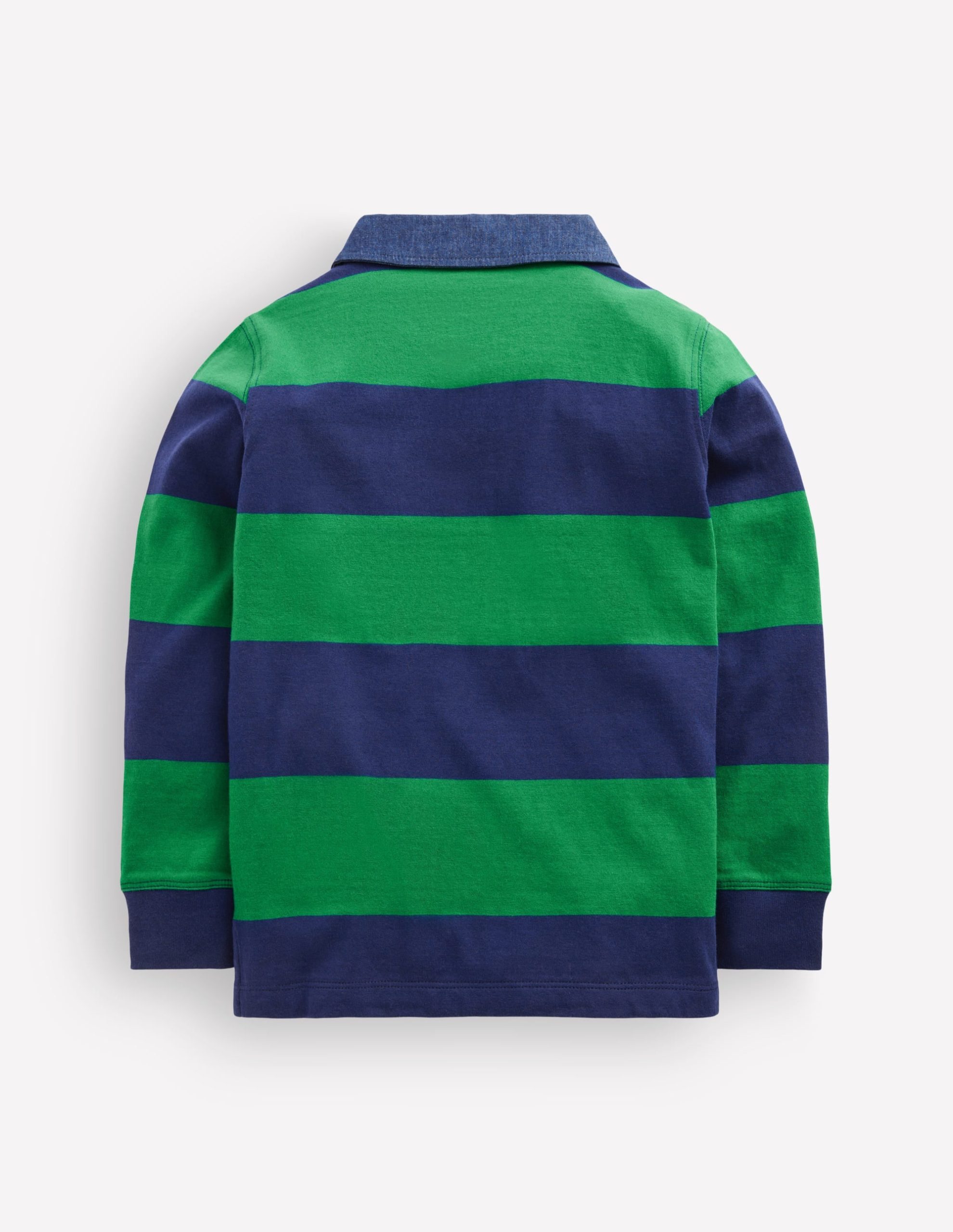 Long Sleeve Smart Polo Shirt-College Navy / Fresh Green - Image 3