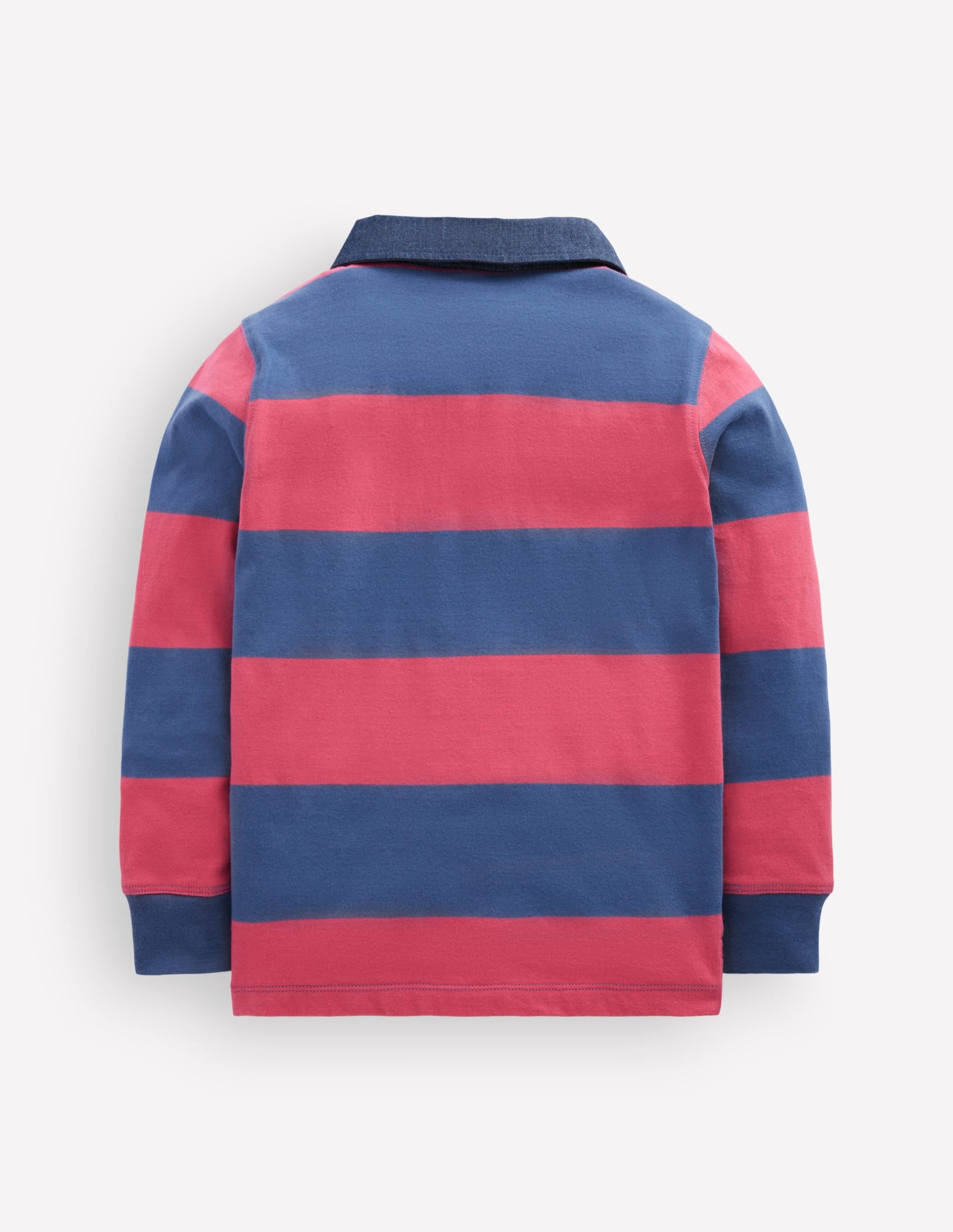Long Sleeve Smart Polo Shirt-Winter Blush / Denim Blue - Image 3