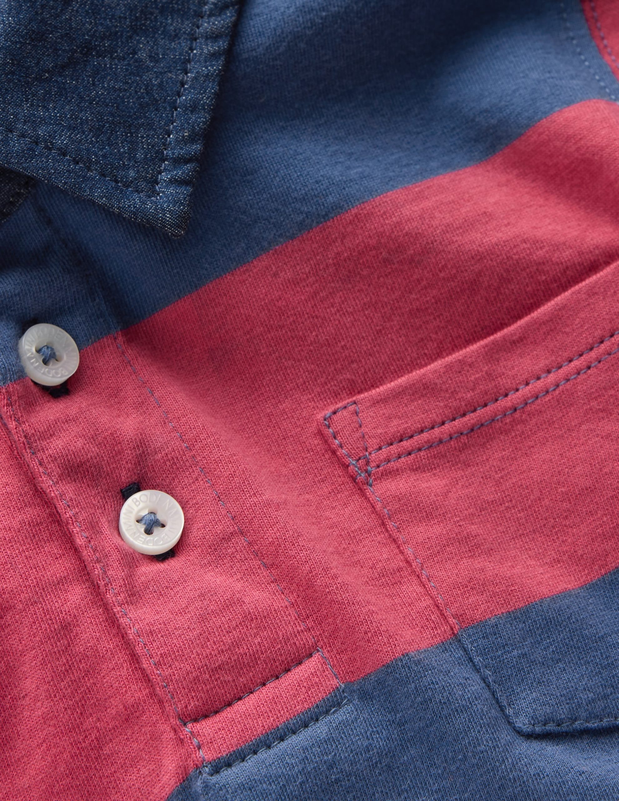 Long Sleeve Smart Polo Shirt-Winter Blush / Denim Blue - Image 4