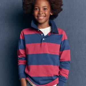 Long Sleeve Smart Polo Shirt-Winter Blush / Denim Blue