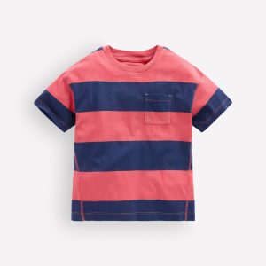 Garment Dye Relaxed T-shirt-Blood Orange / Sapphire Blue
