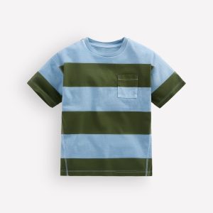 Garment Dye Relaxed T-shirt-French Blue / Brunswick Green