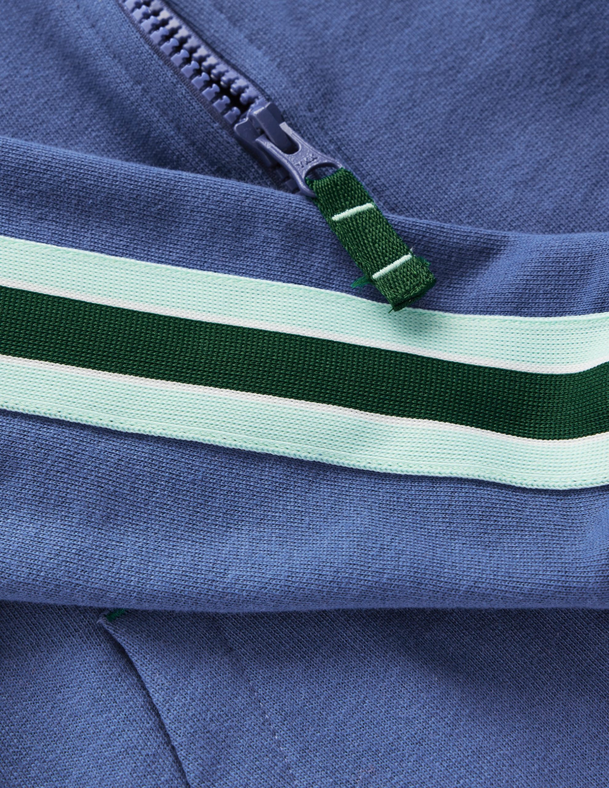 Tape Detail Zip-through Hoody-Denim Blue - Image 3