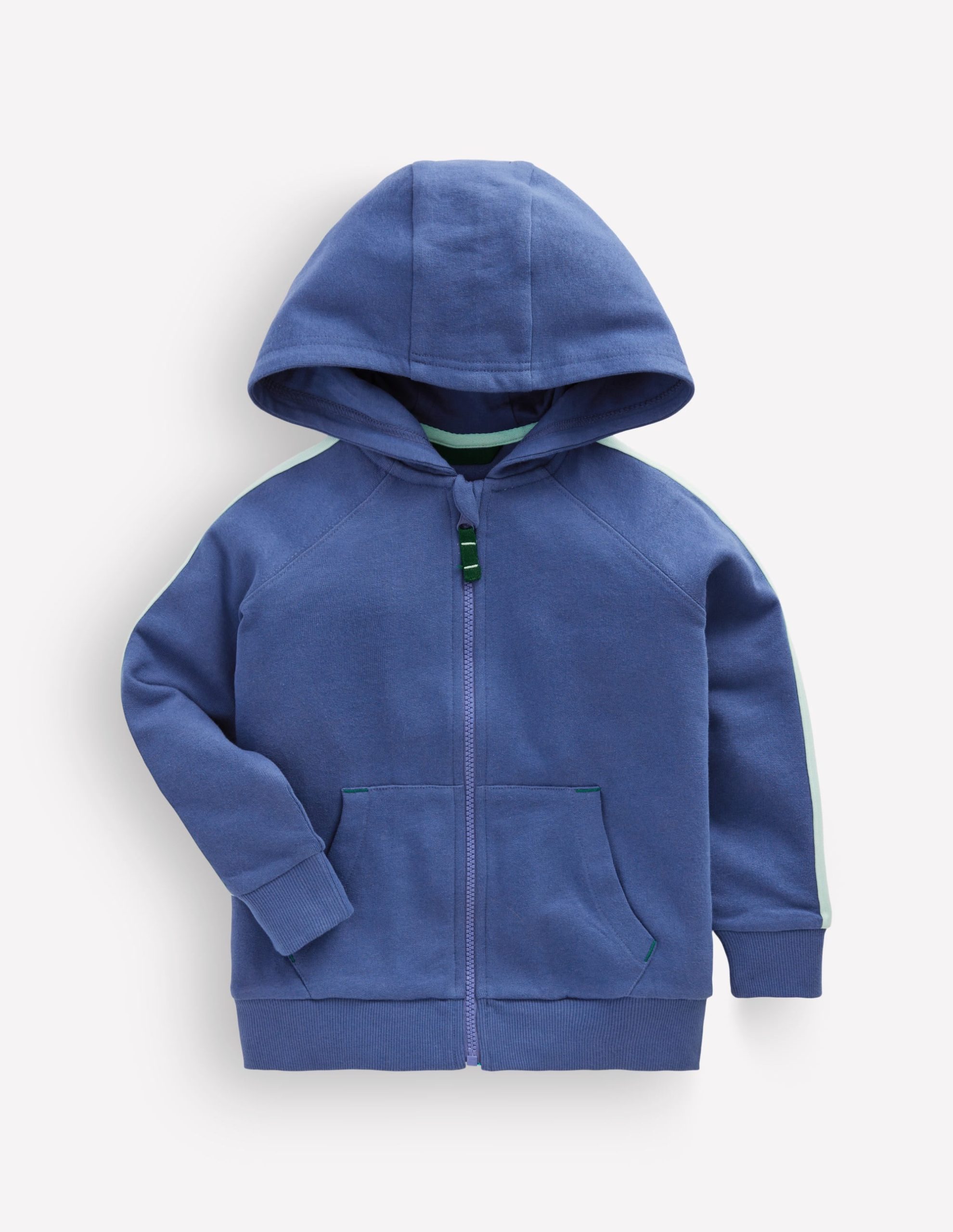 Tape Detail Zip-through Hoody-Denim Blue