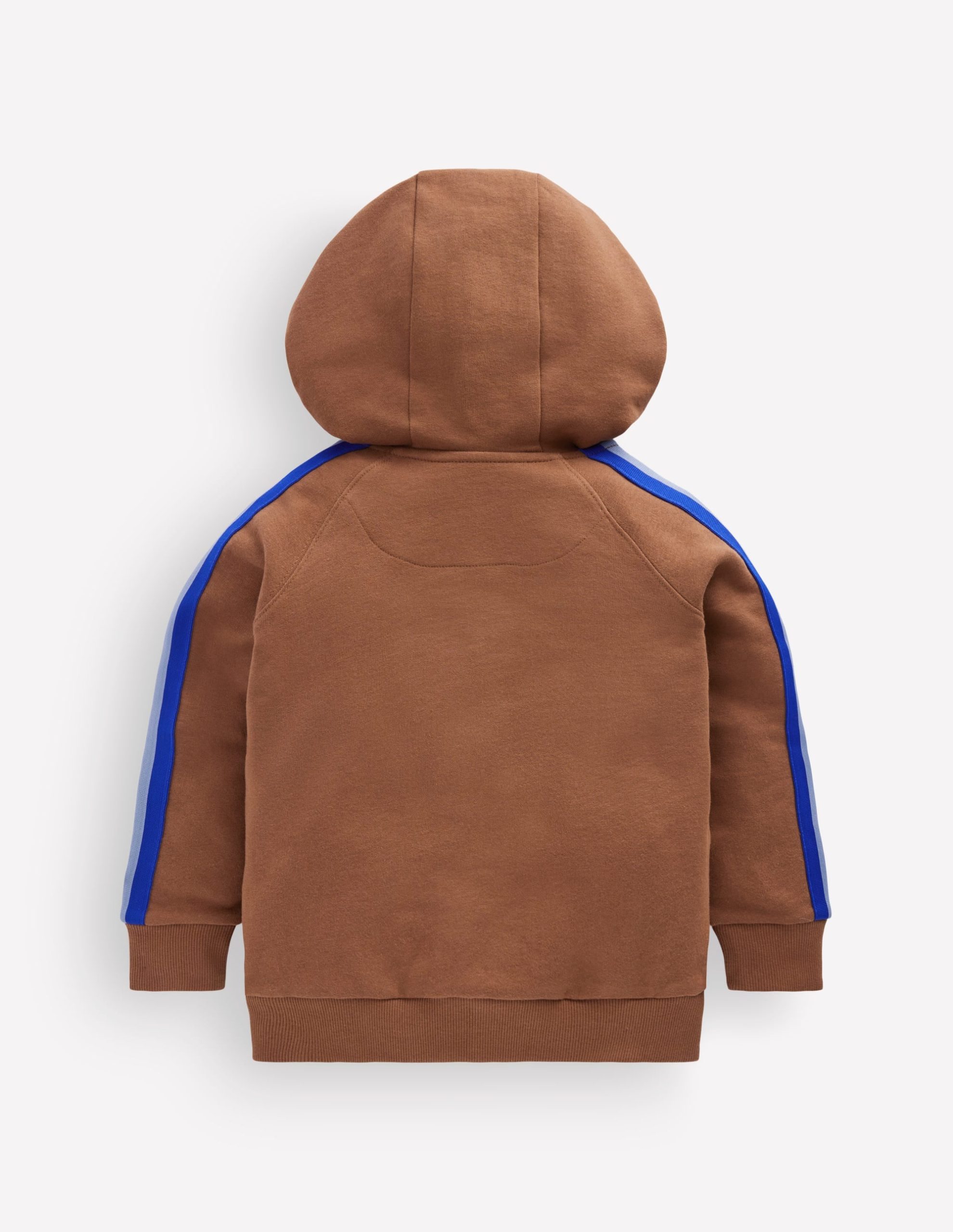 Tape Detail Zip-through Hoody-Brown - Image 2