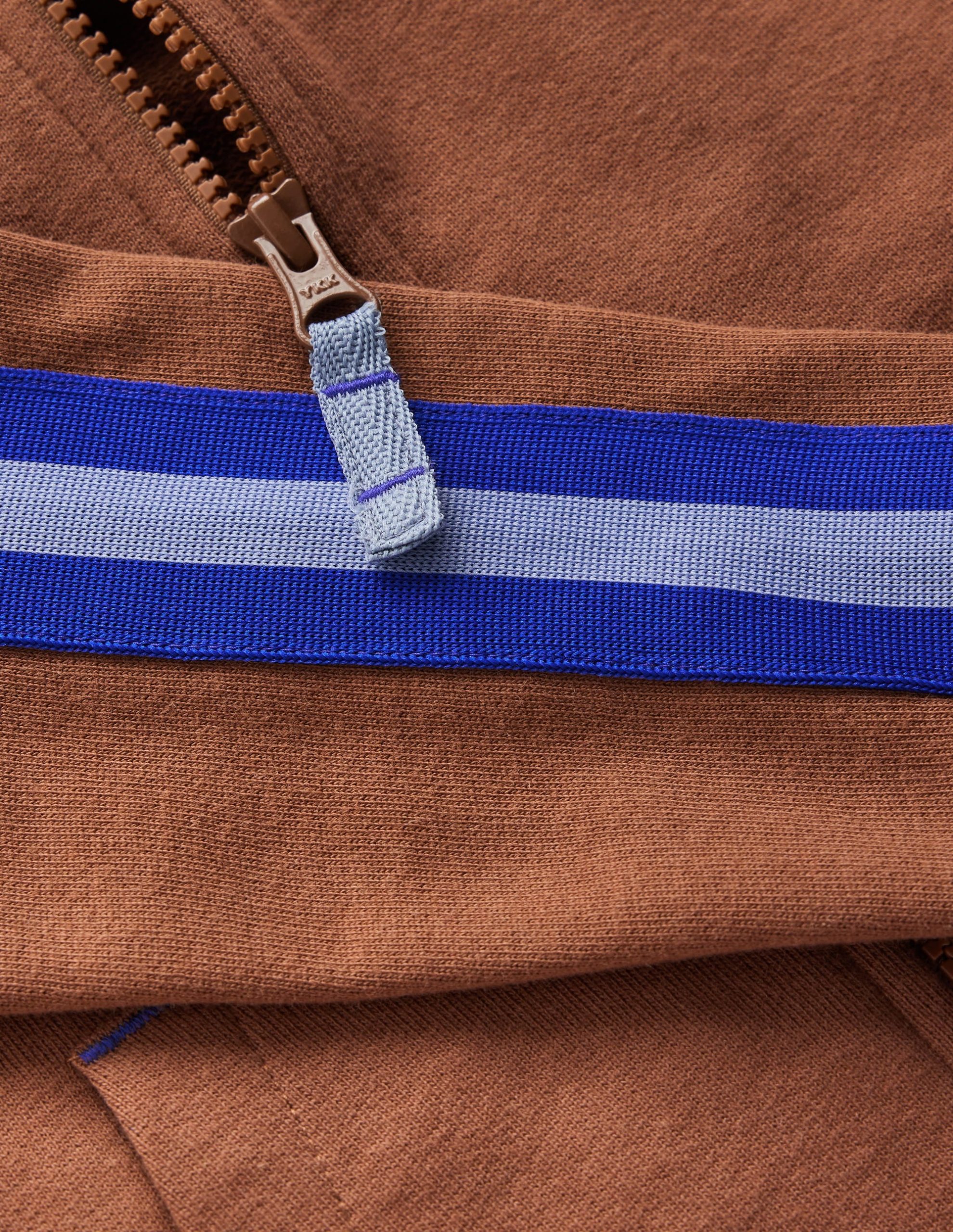 Tape Detail Zip-through Hoody-Brown - Image 3