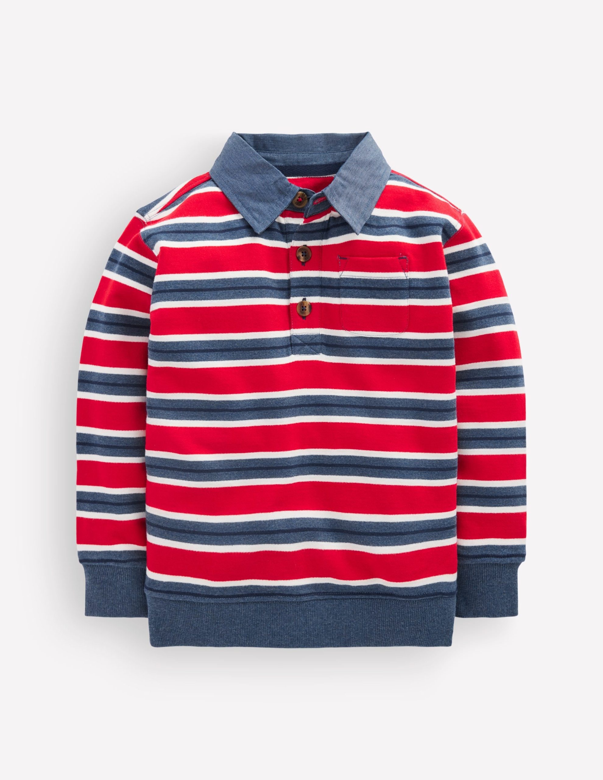 Smart Collared Sweatshirt-Blood Orange / Navy Marl