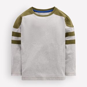 Colour Block T-shirt-Grey Marl