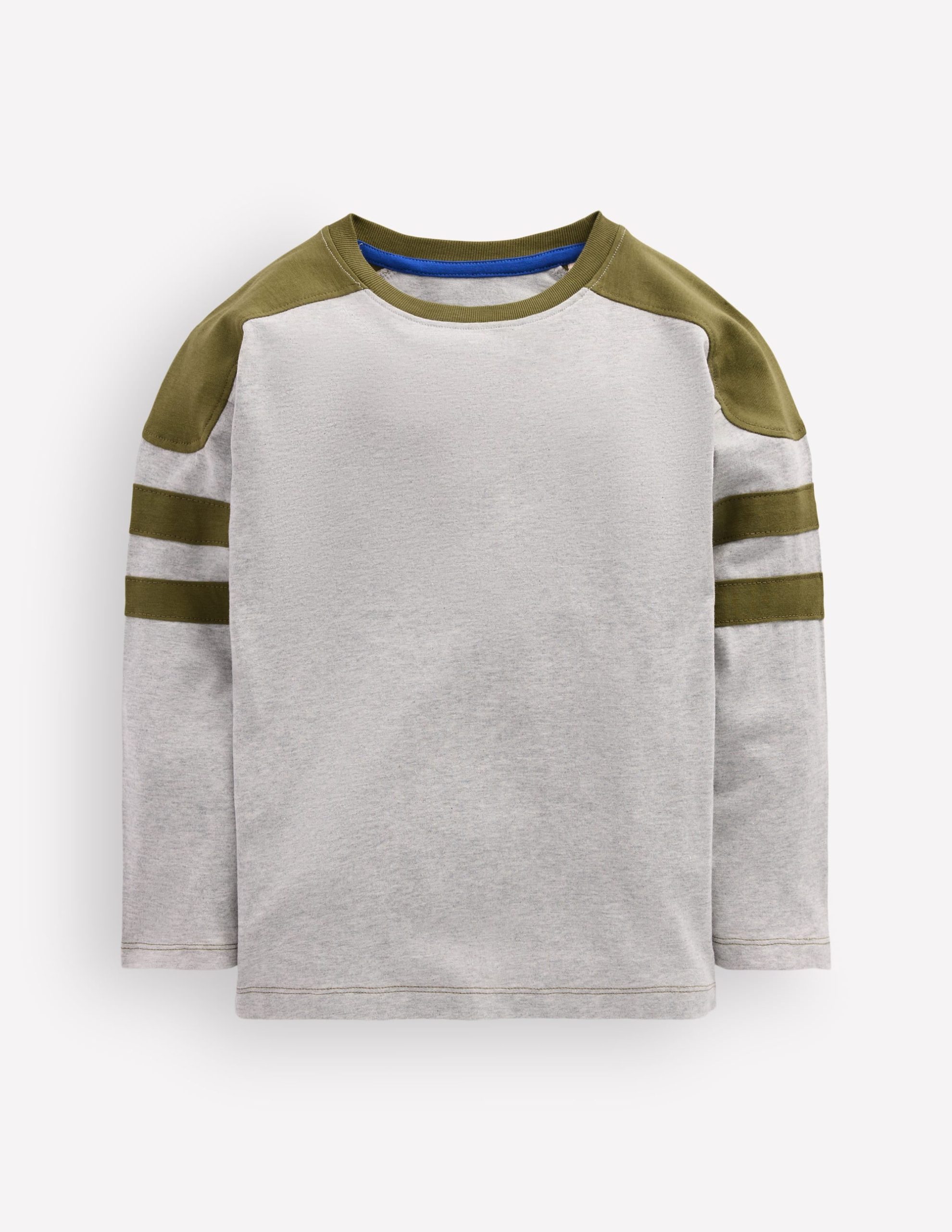 Colour Block T-shirt-Grey Marl