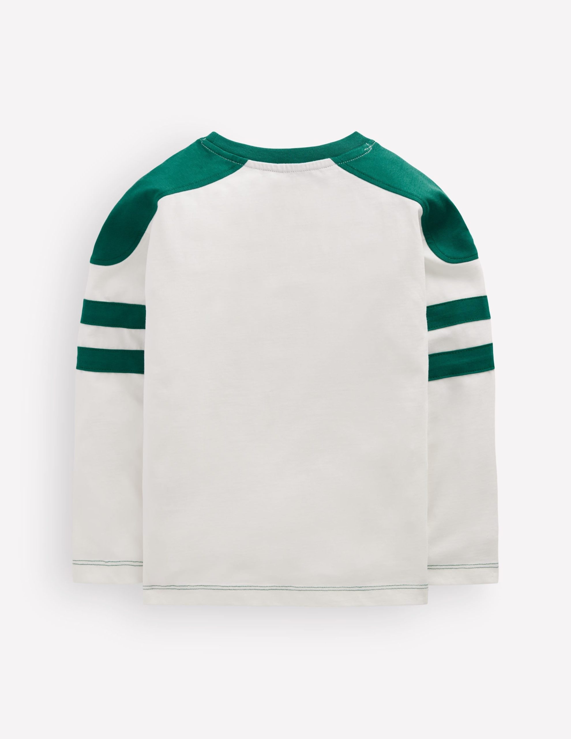 Colour Block T-shirt-Soft Ivory / Jewel Green - Image 2