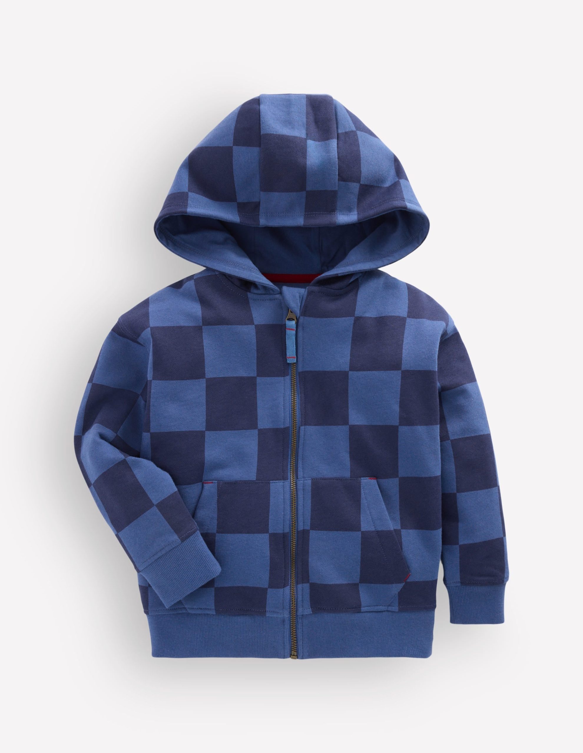 Printed Zip-through Hoody-College Navy / True Denim