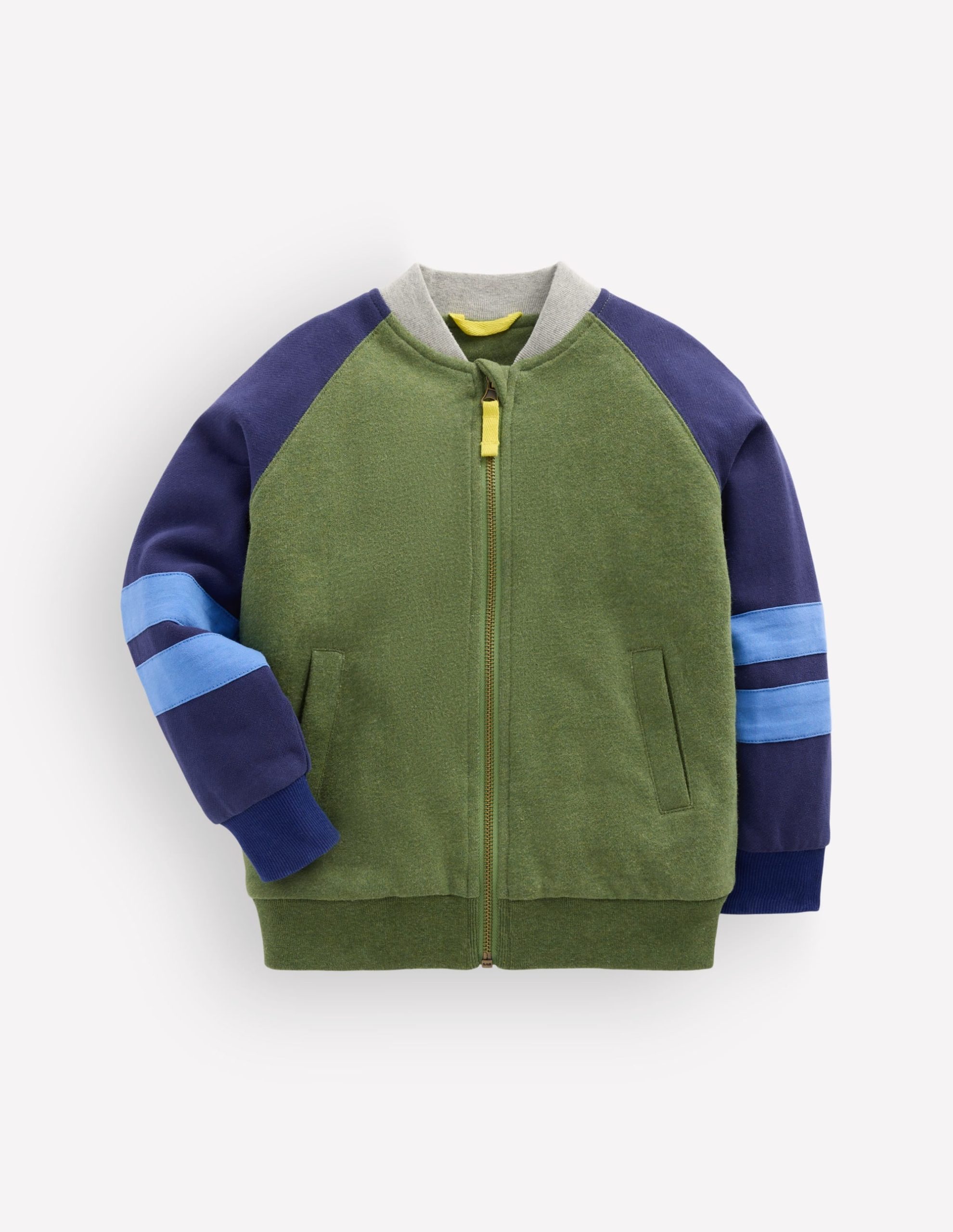 Fleece Lined Bomber-Green / Blue Colourblock