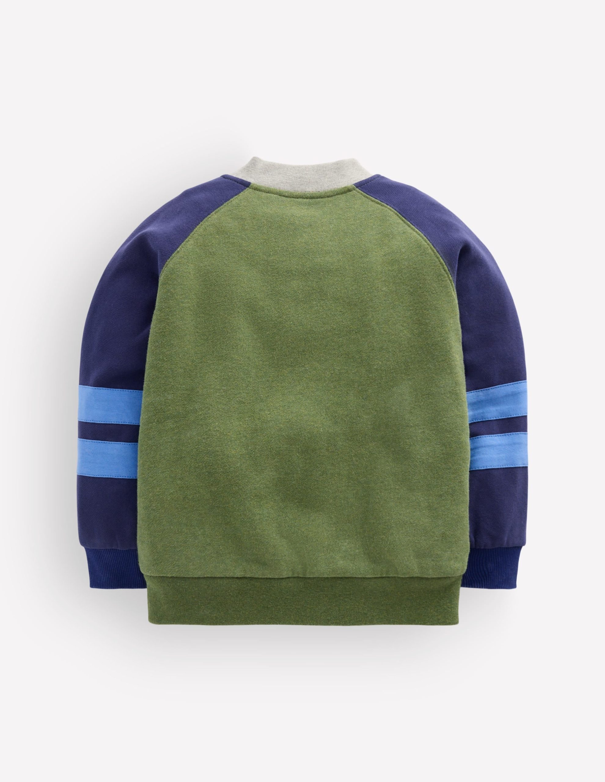 Fleece Lined Bomber-Green / Blue Colourblock - Image 2