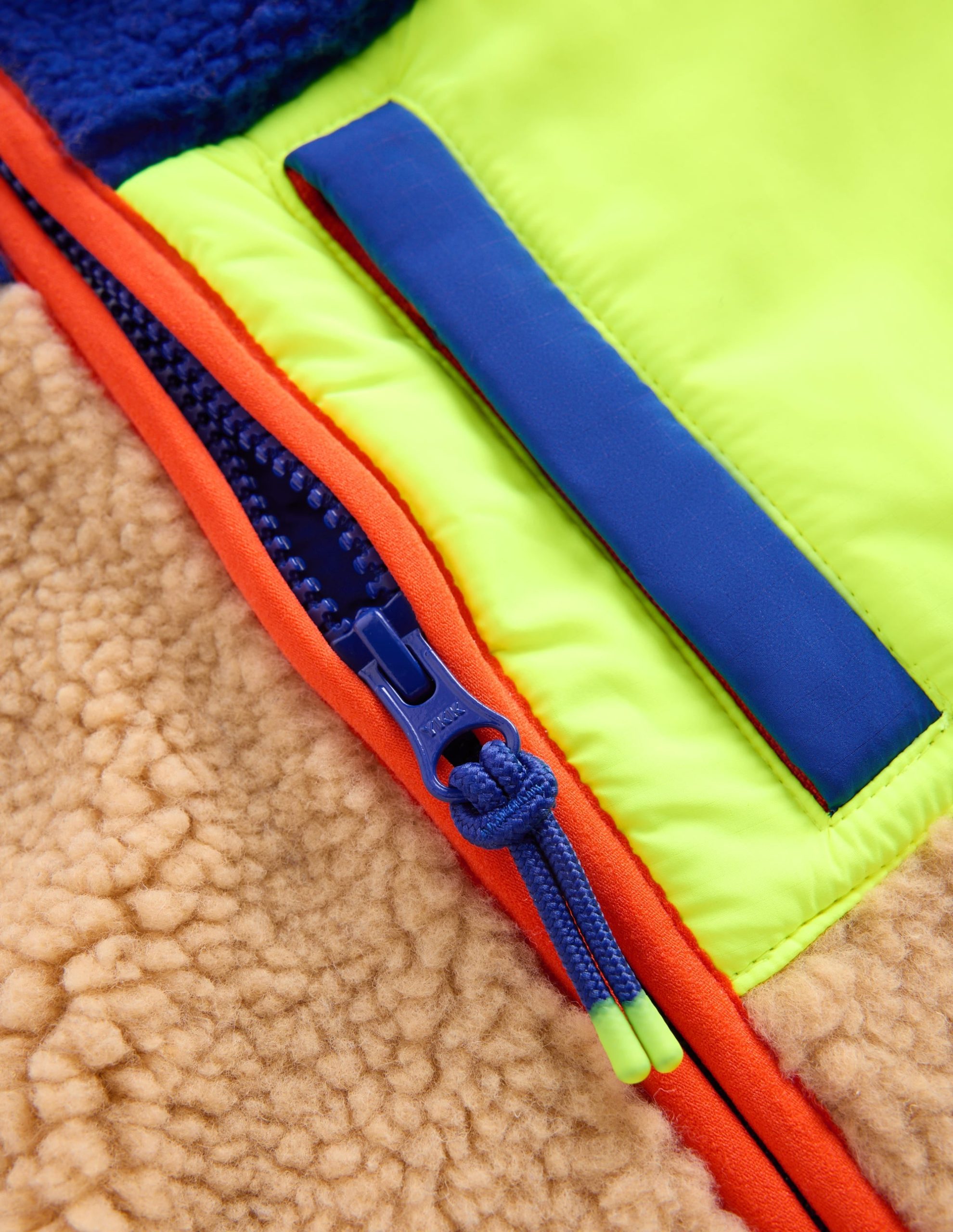 Cosy Colour Block Borg Jacket-Borg Yellow Colourblock - Image 3