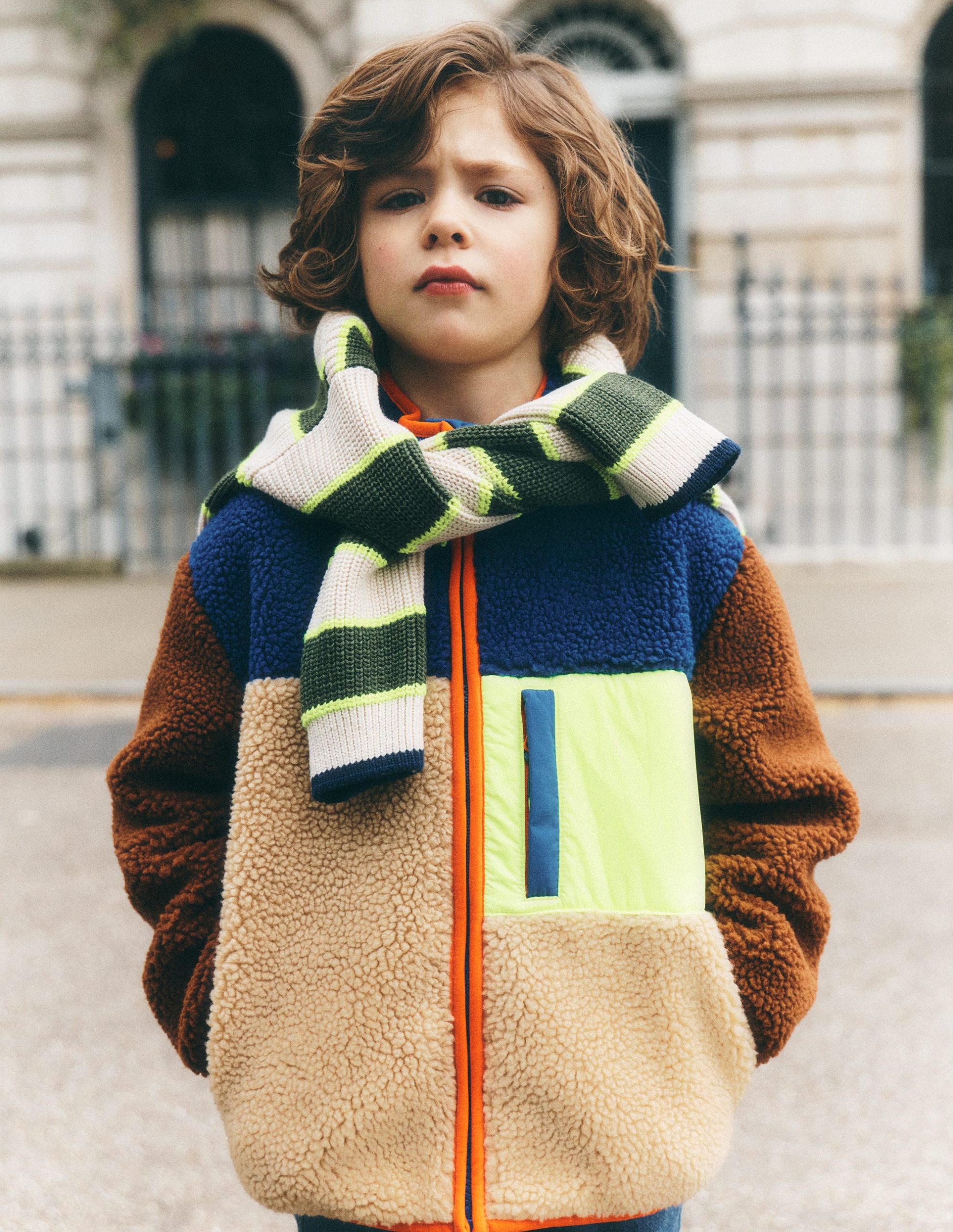 Cosy Colour Block Borg Jacket-Borg Yellow Colourblock - Image 6