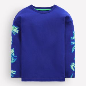 Front and Back Glow T-shirt-Bright Blue Dinos