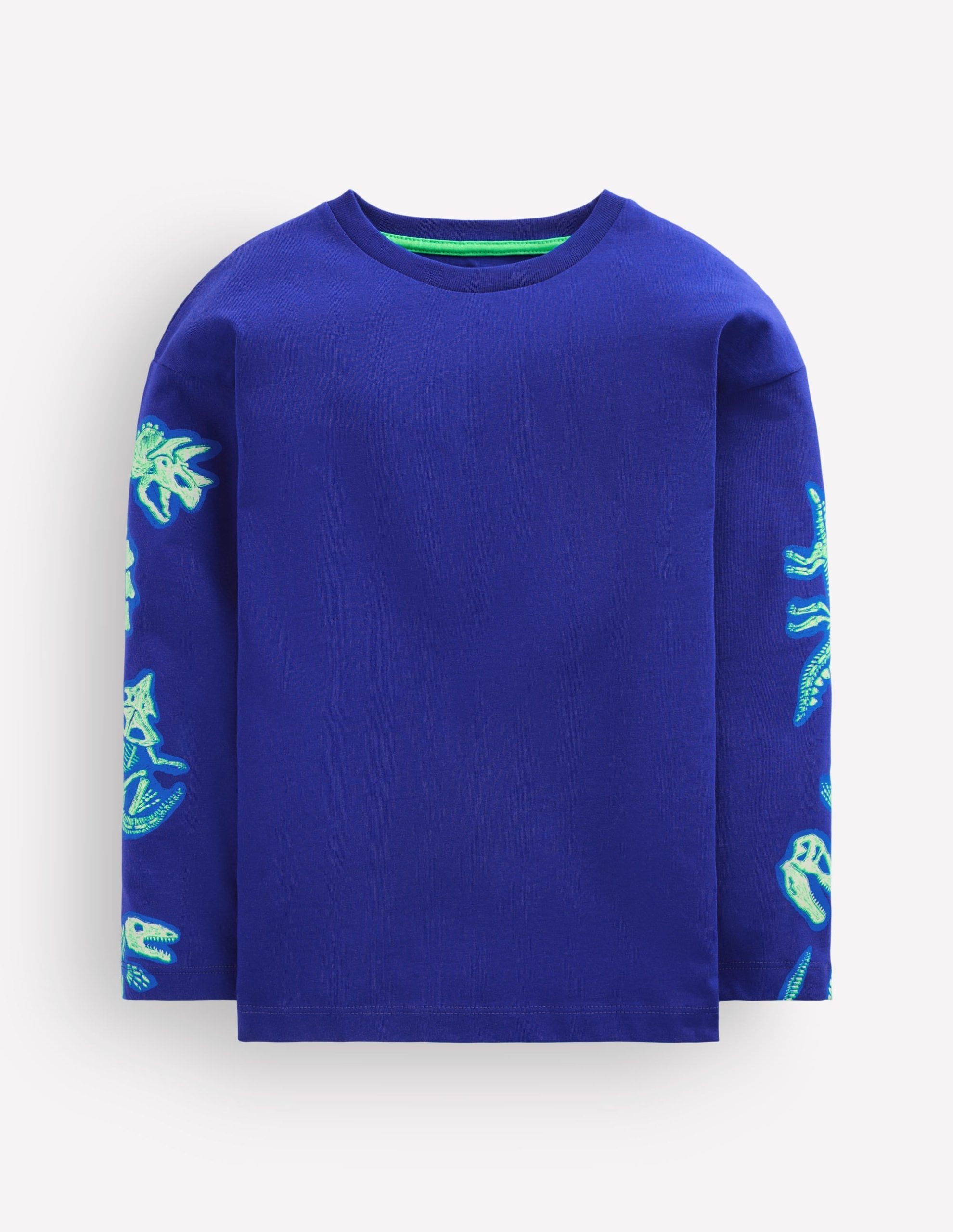 Front and Back Glow T-shirt-Bright Blue Dinos