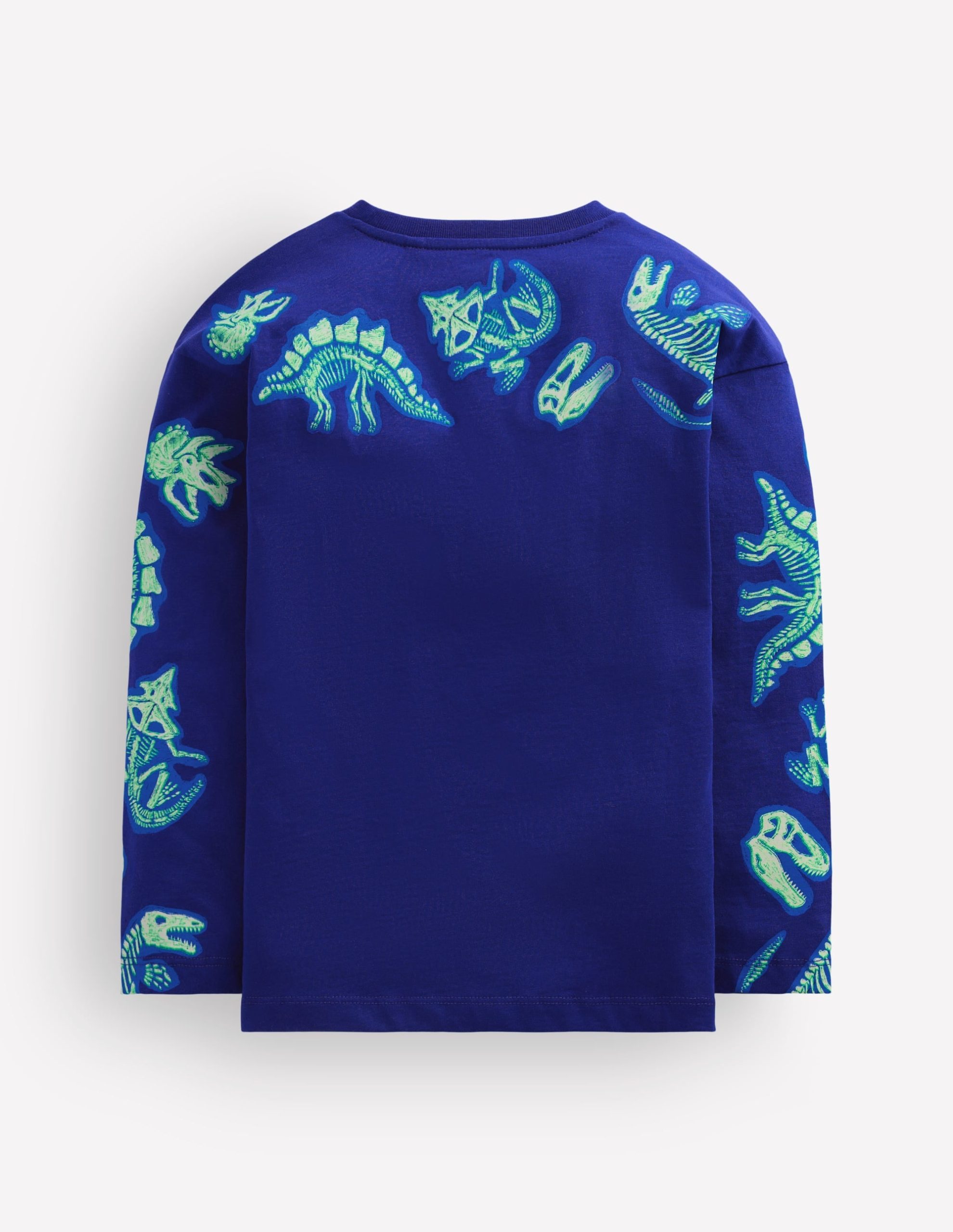 Front and Back Glow T-shirt-Bright Blue Dinos - Image 2