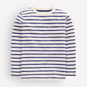 Everyday Long Sleeve T-Shirt-Soft Ivory/ College Navy