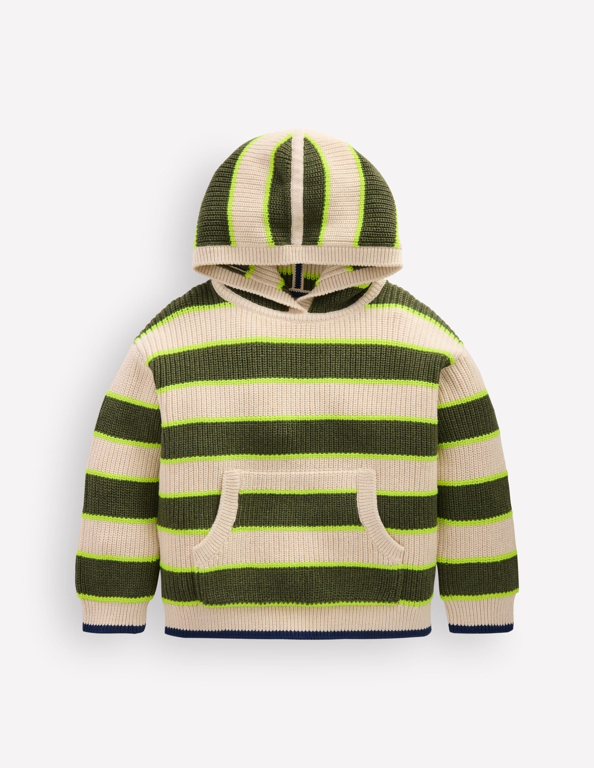 Chunky Cotton Hoodie-Oatmeal/Green Stripe - Image 4