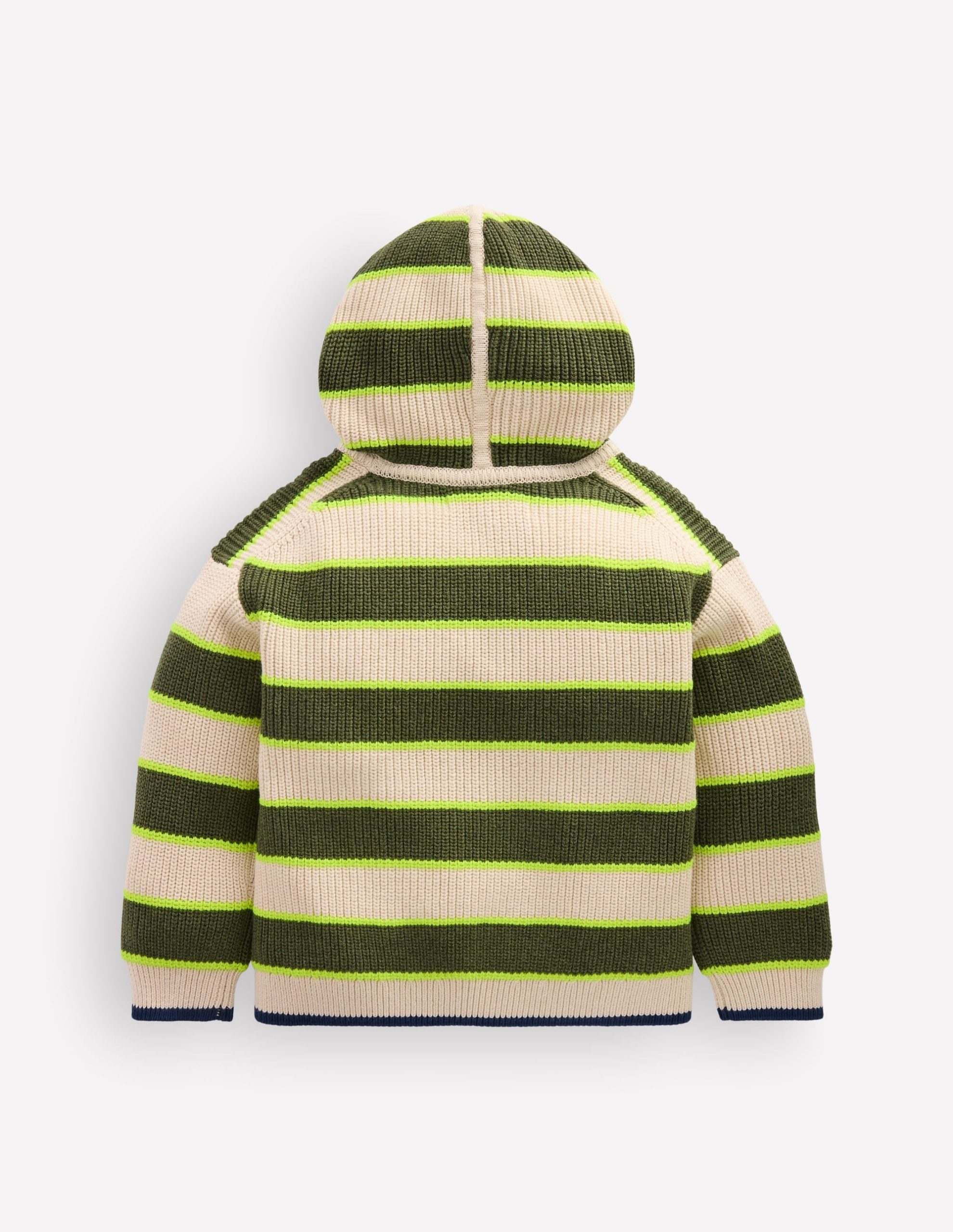 Chunky Cotton Hoodie-Oatmeal/Green Stripe - Image 5