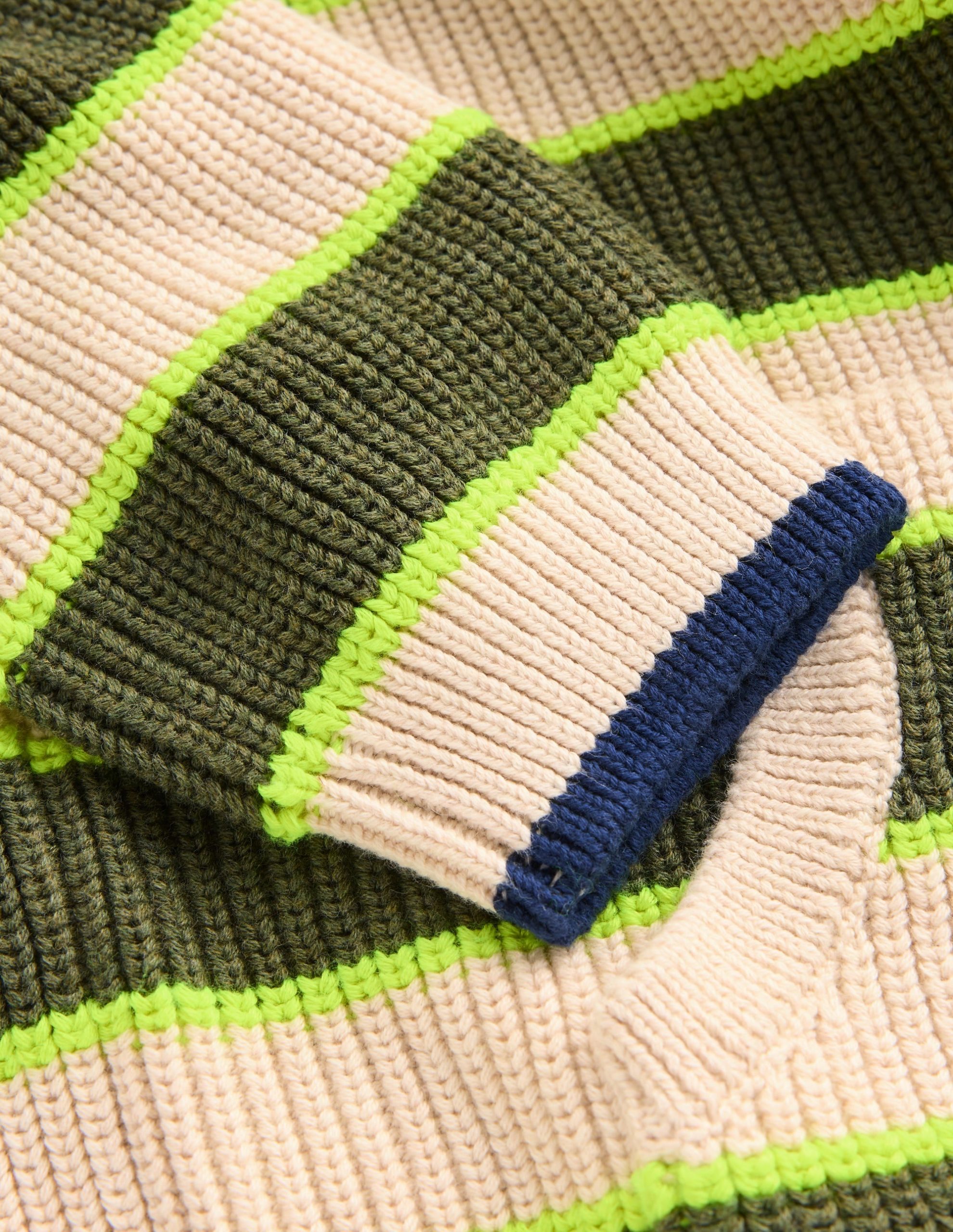 Chunky Cotton Hoodie-Oatmeal/Green Stripe - Image 6