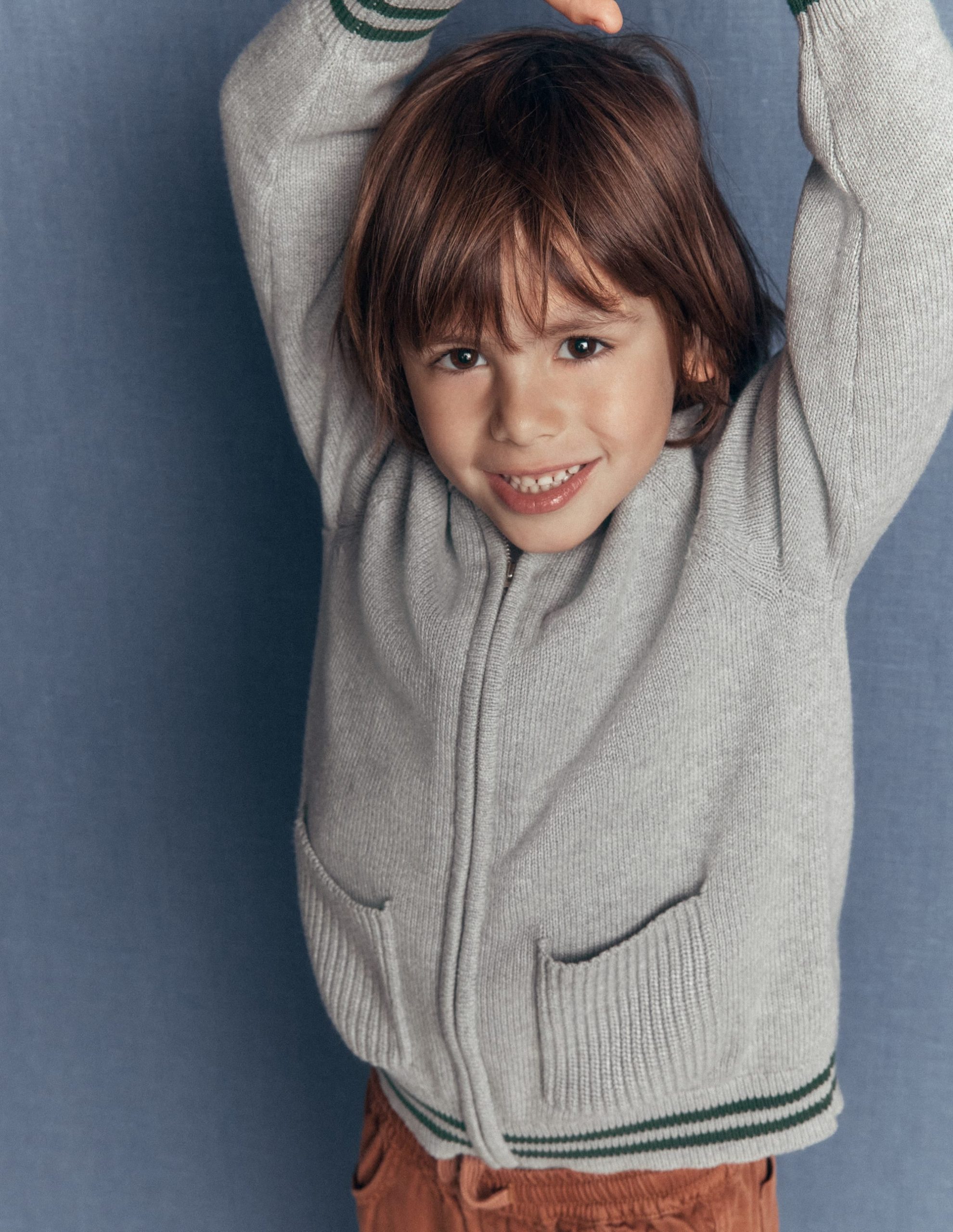 Smart Zip-through Sweater-Grey Marl - Image 2