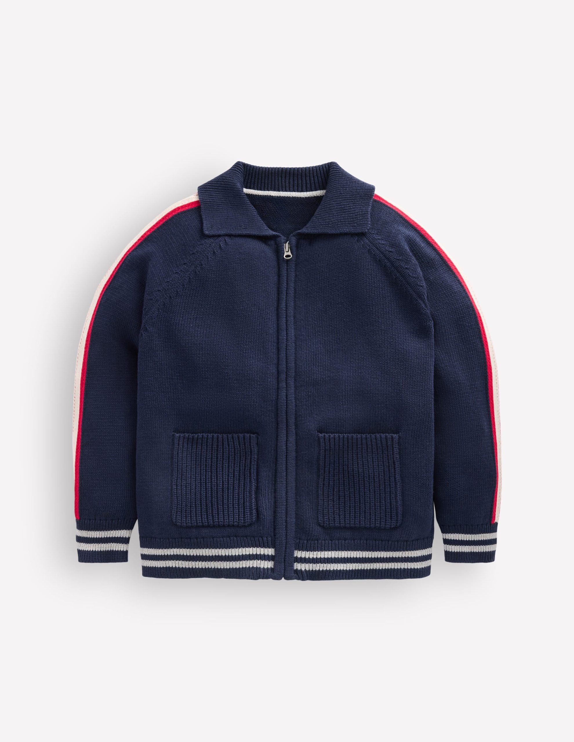 Smart Zip-through Sweater-Navy Marl - Image 3