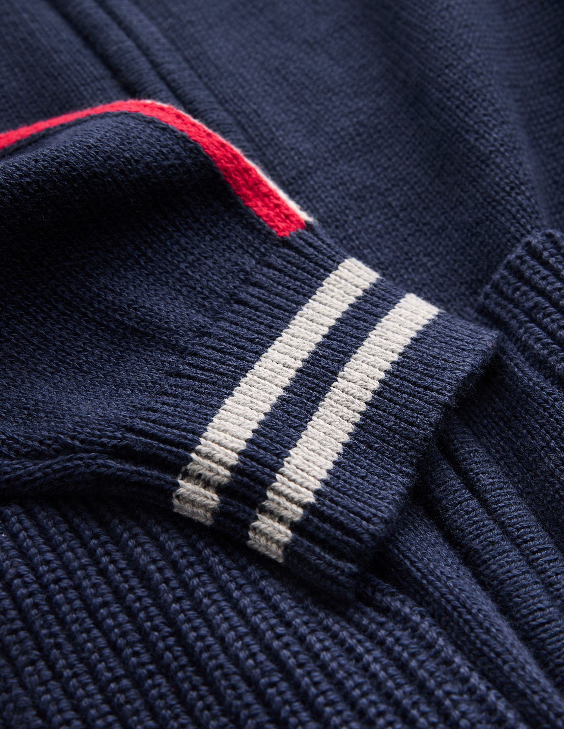 Smart Zip-through Sweater-Navy Marl - Image 5