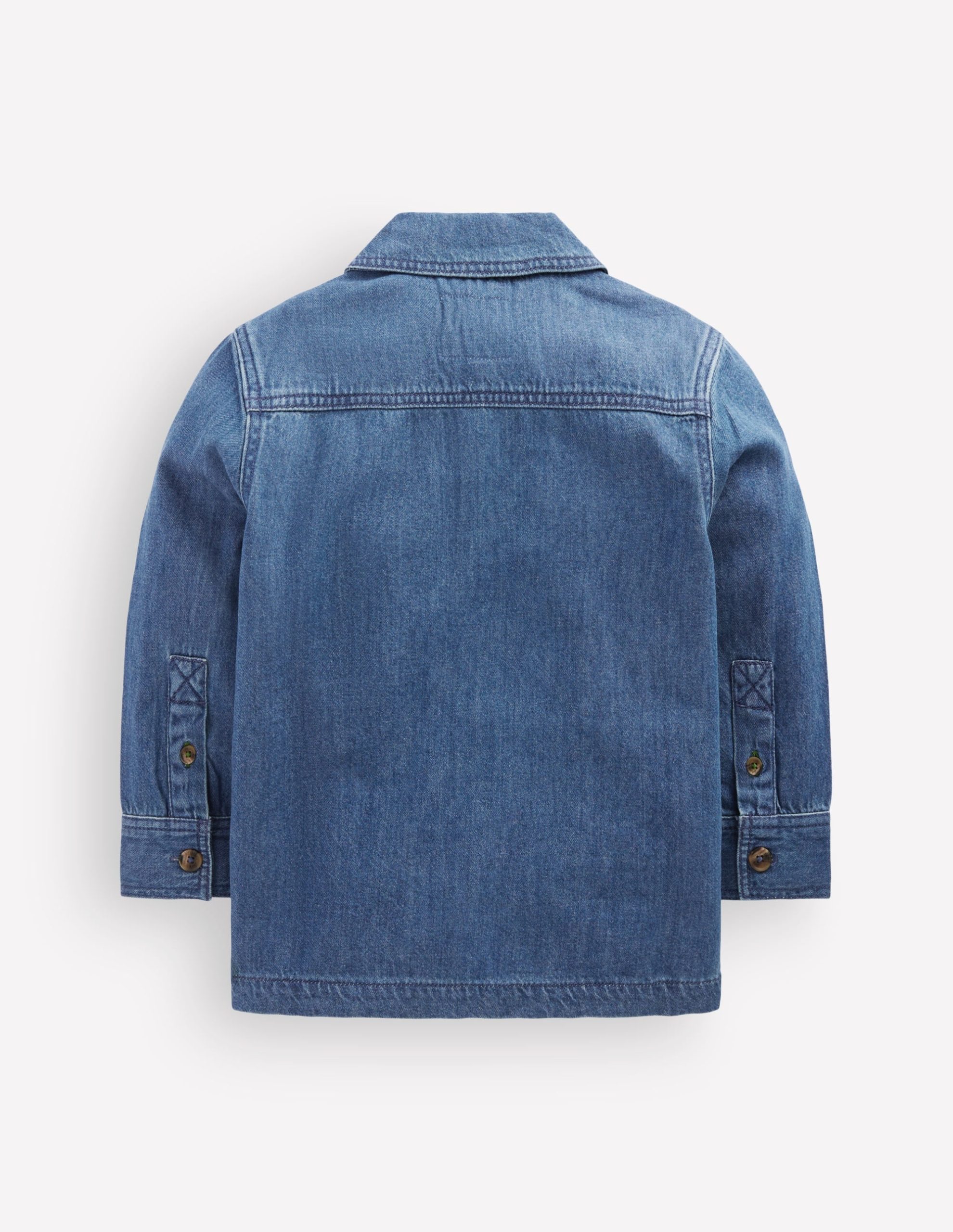 Front Pocket Overshirt-Mid Denim - Image 4