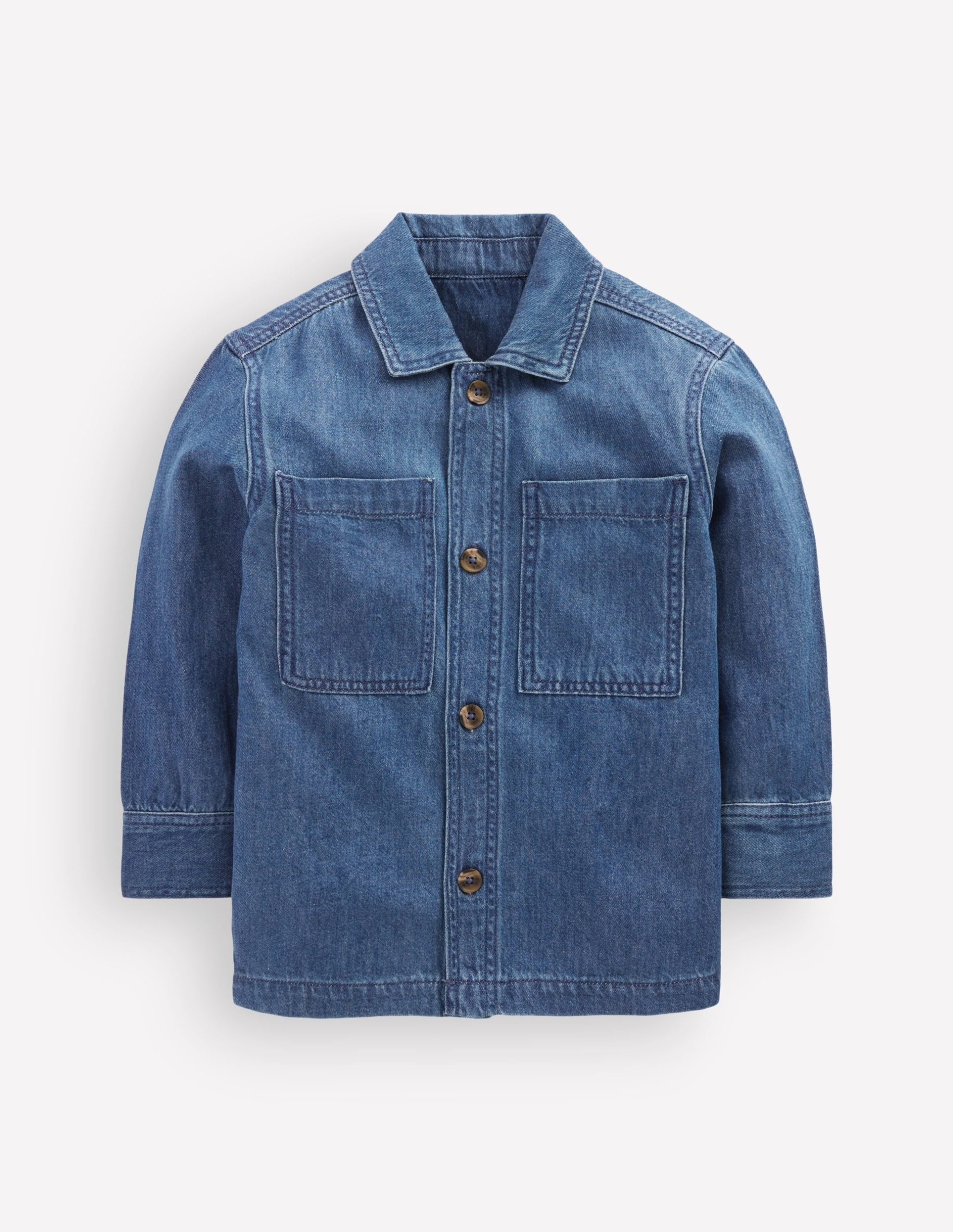 Front Pocket Overshirt-Mid Denim - Image 3