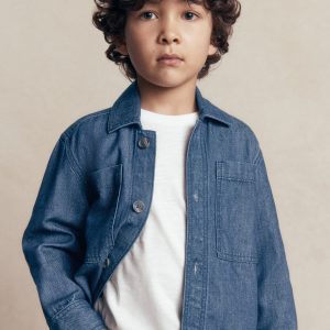 Front Pocket Overshirt-Mid Denim