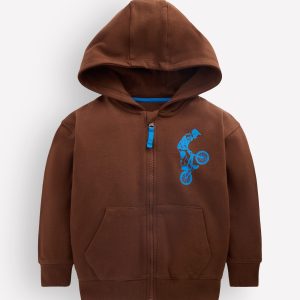 Front & Back Zip-Up Hoody-Brown BMX