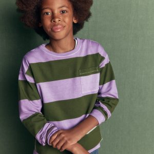 Long Sleeve Garment Dye Tee-Brunswick Green/Floral Purple