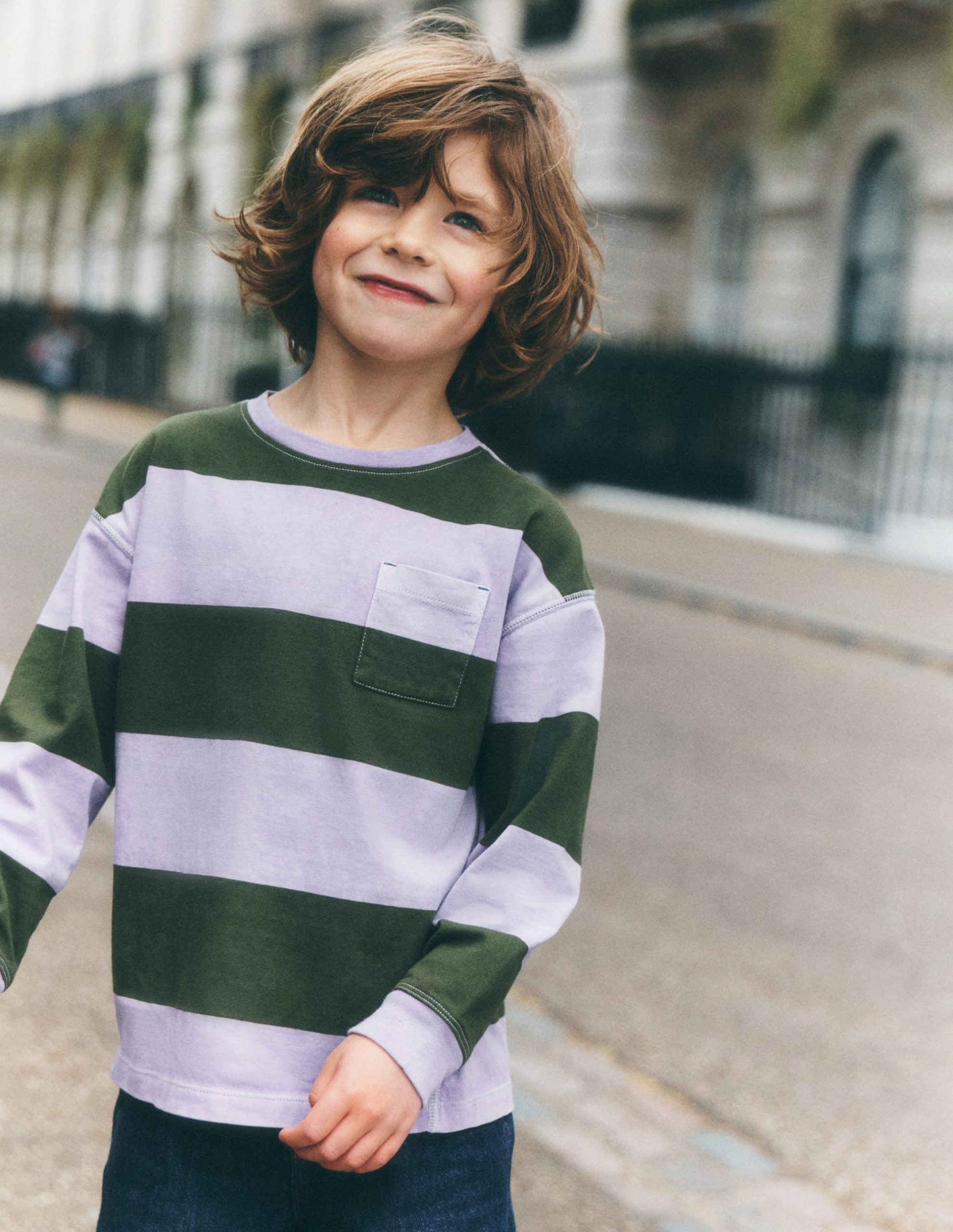 Long Sleeve Garment Dye Tee-Brunswick Green/Floral Purple - Image 5
