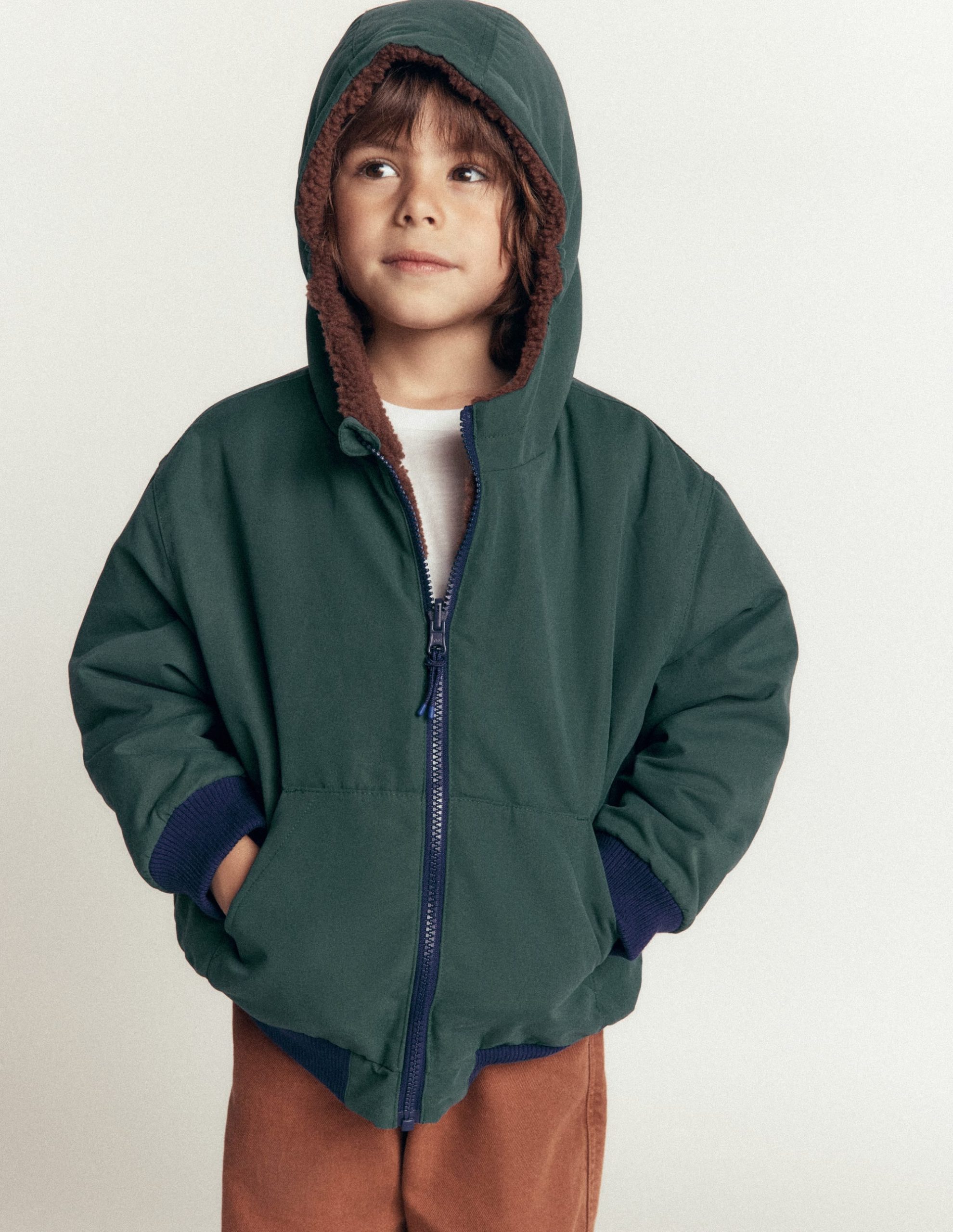 Reversible Borg Bomber-Malachite Green/Raw Umber - Image 3