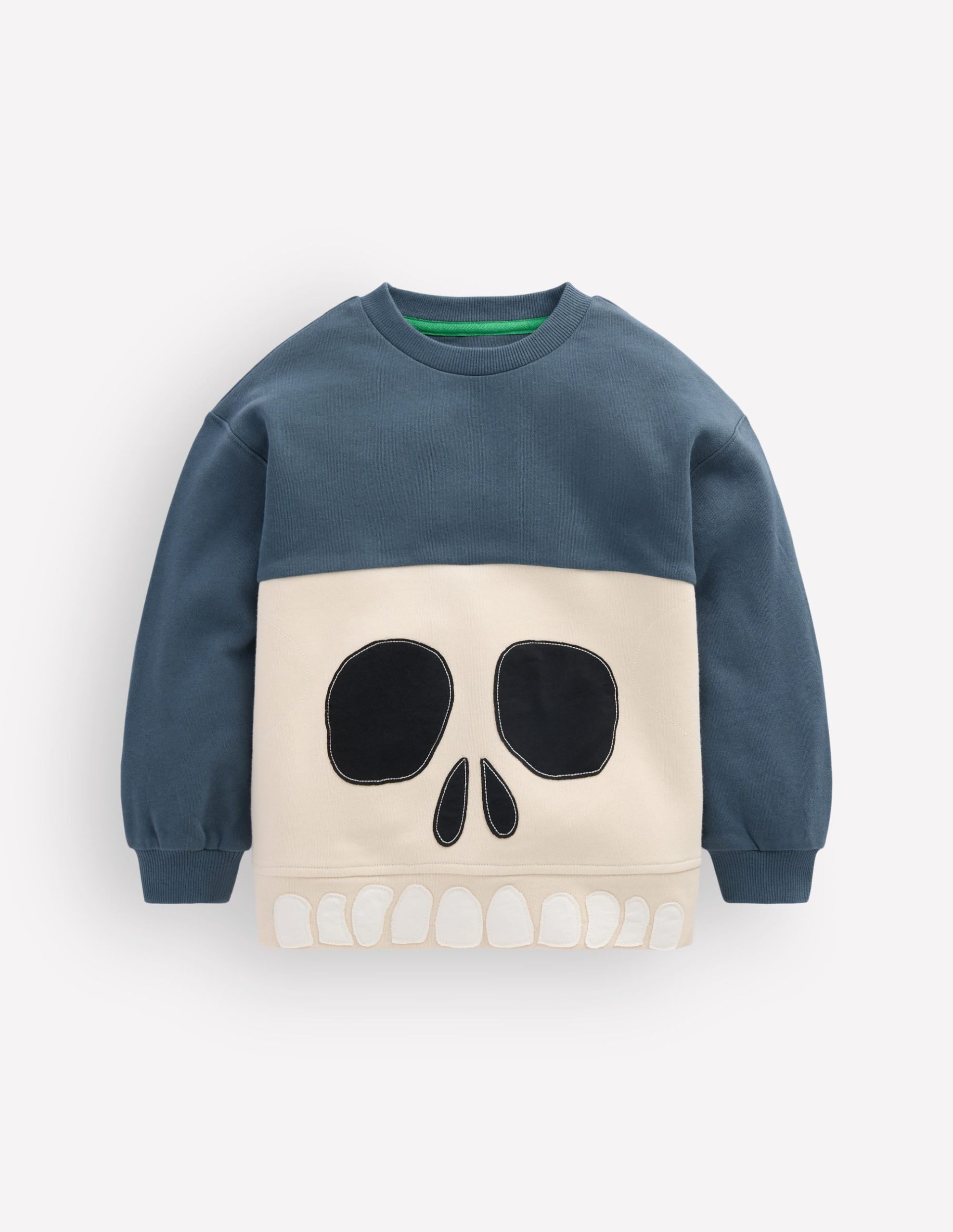Halloween Glow Sweatshirt-College Navy Skull - Image 3