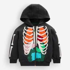 Halloween Glow Hoodie-Shadow Grey Skeleton