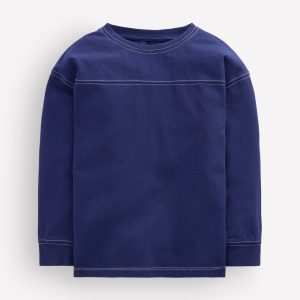 Relaxed Seam Detail T-shirt-Starboard Blue
