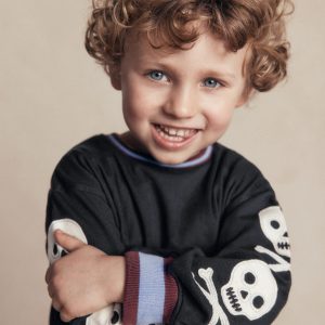 Relaxed Appliqué T-shirt-Shadow Grey Skulls