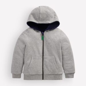 Reversible Borg Hoody-Grey Marl