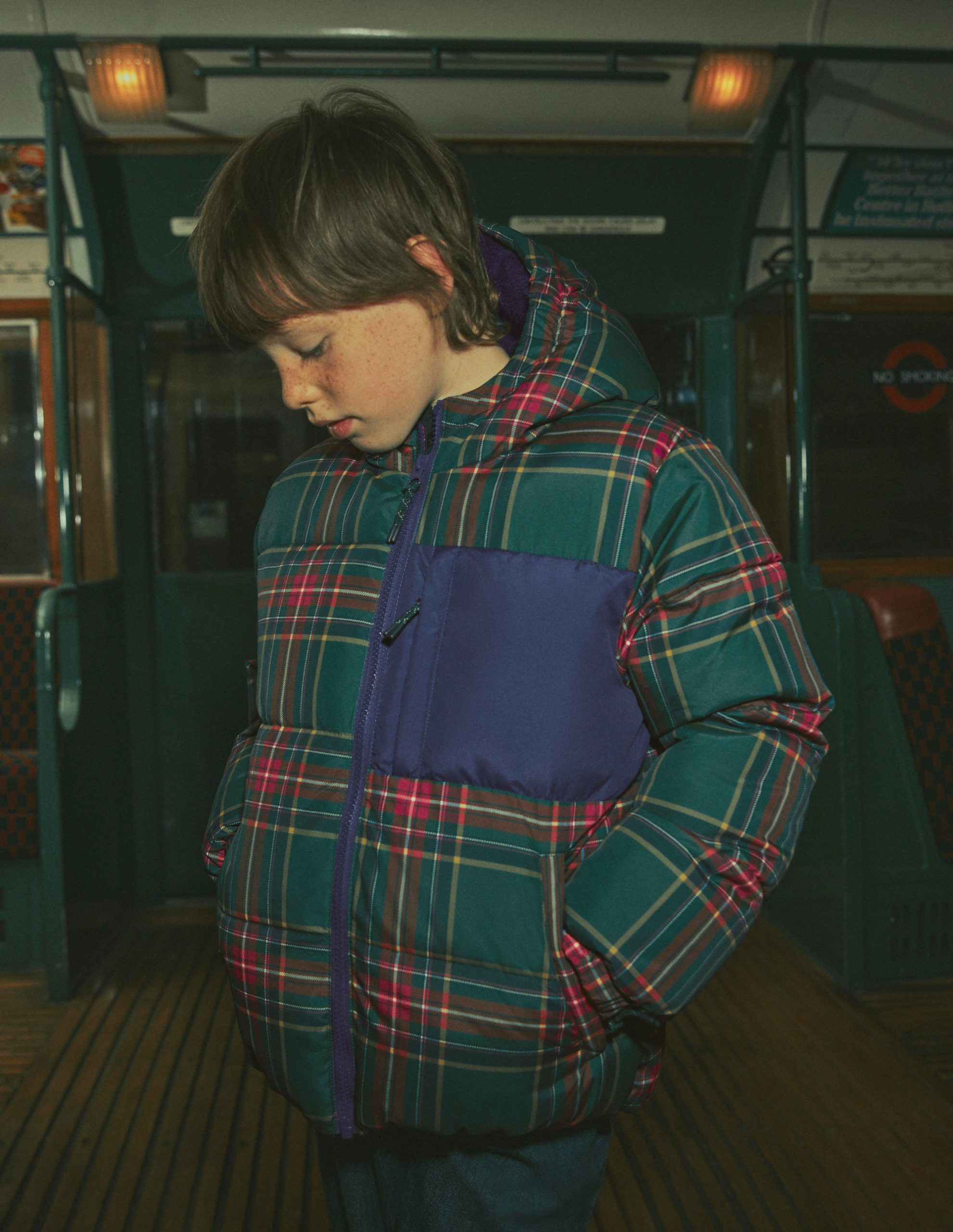 Fun Padded Coat-Green Check
