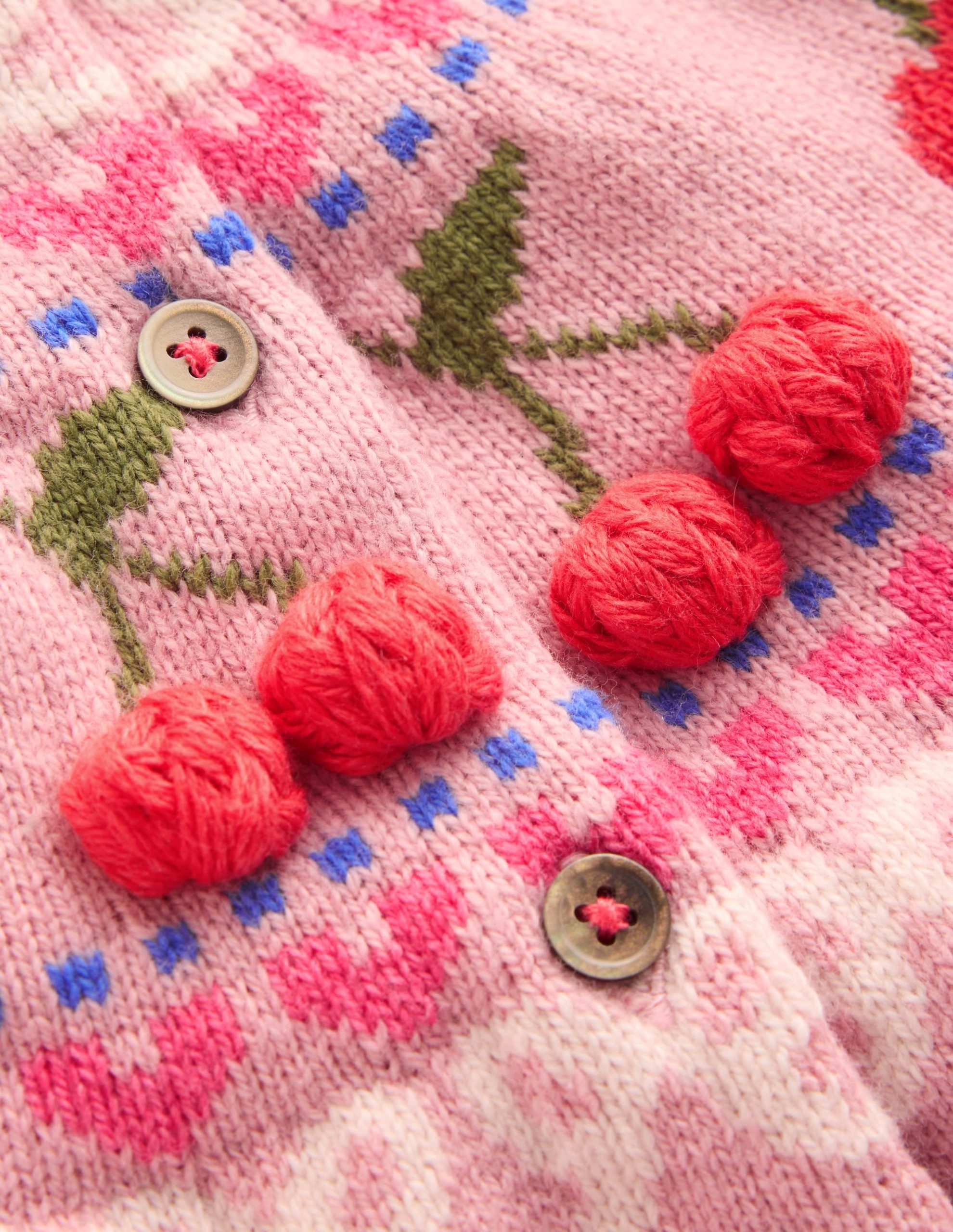 Edie Fair Isle Cardigan-Vintage Pink Marl Cherries - Image 3