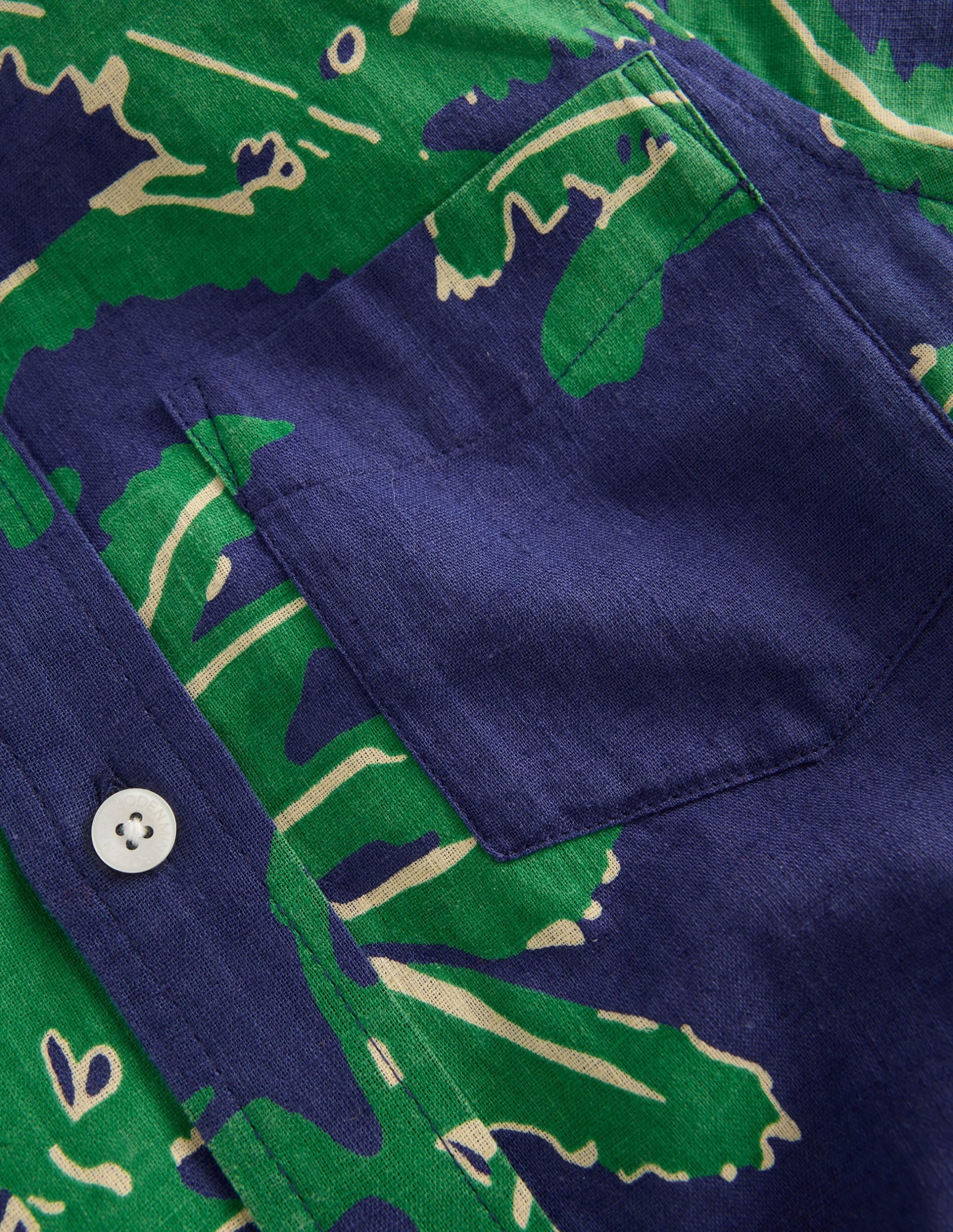 Cotton Linen Shirt-Green Palm Trees - Image 3