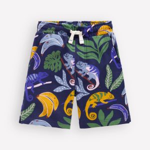 Printed Shorts-Navy Chameleon