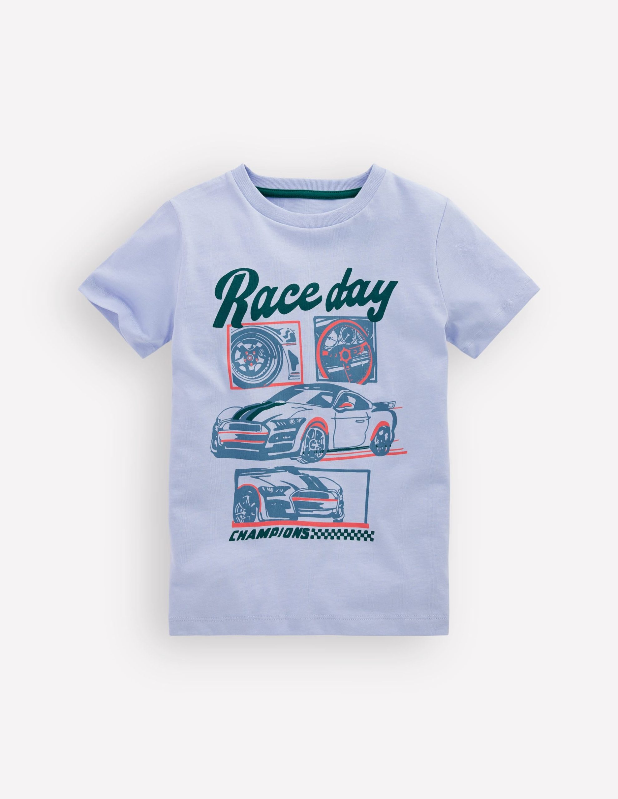 Short Sleeve Graphic T-shirt-Blue Race Cars - Image 2