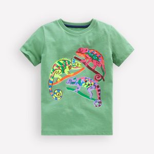 Short Sleeve Graphic T-shirt-Csarite Green Camelion