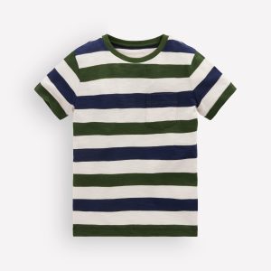 Everyday Short Sleeve T-Shirt-Green and Blue Stripe